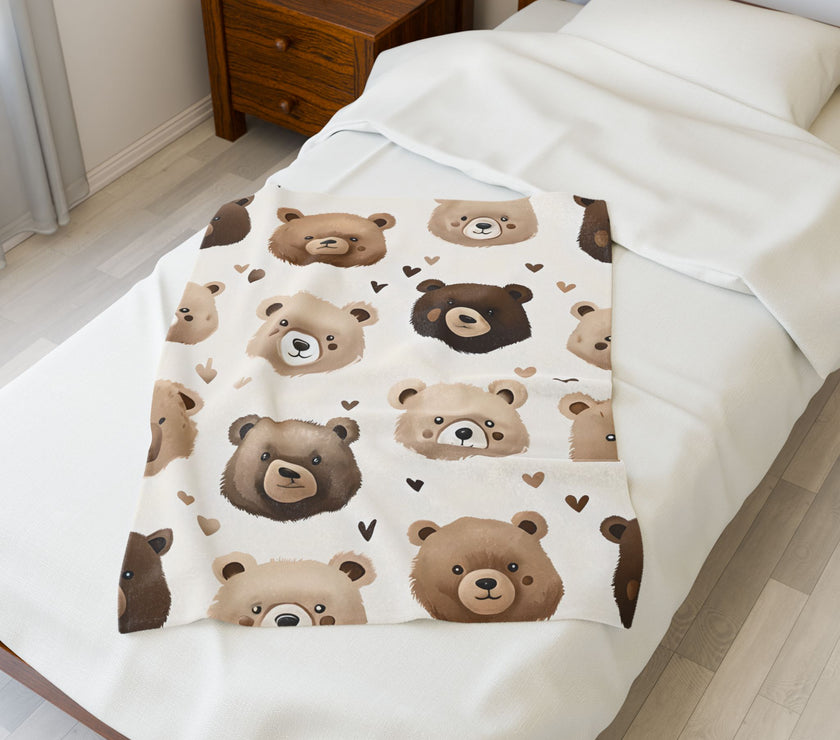 Teddy Bear Kids Blanket, Nursery Decor, Baby Shower Gift, Cozy Child Throw, Soft Toddler Bedding, Warm Lap Cover