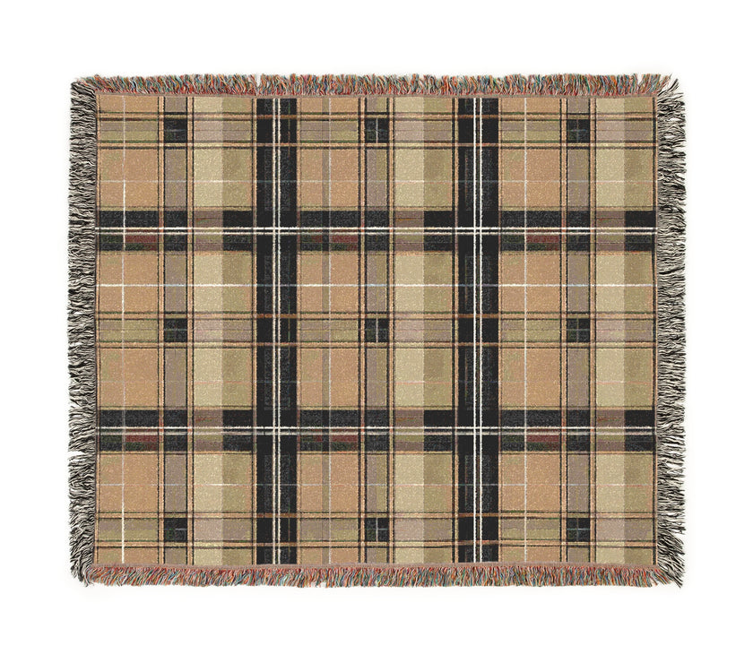 Brown Plaid Woven Blanket - Cozy Home Decor, Soft Throw Blanket, Rustic Farmhouse Accent, Warm Bedding, Winter Gift Idea