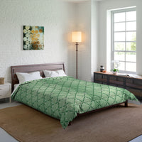 Botanical Green Quilt Comforter, Cozy Floral Pattern Blanket for Bedroom, Spring Decor, Home Warmth, Gift for Her