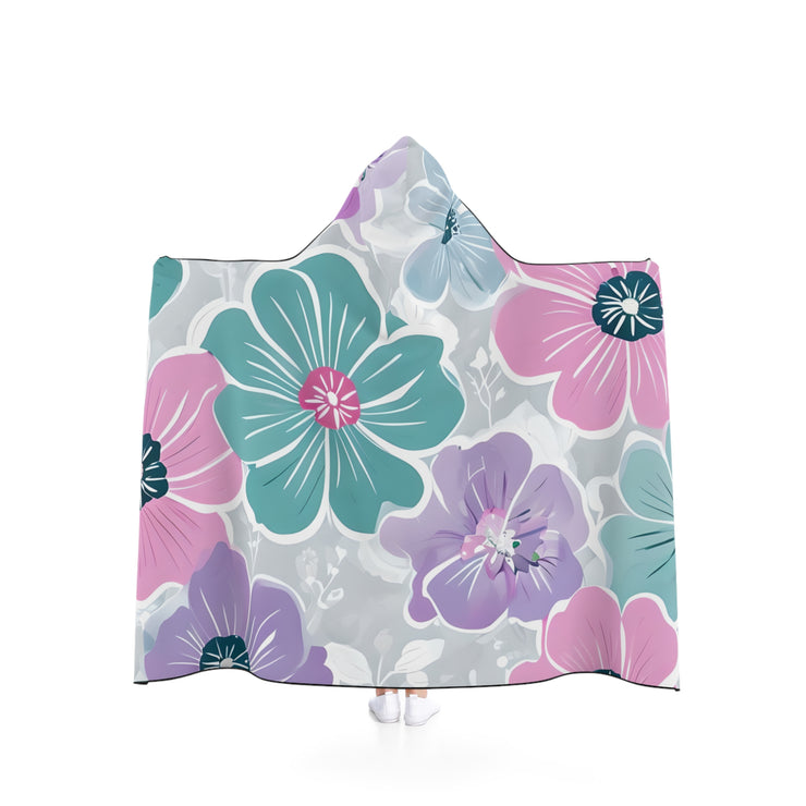 Floral Hooded Blanket - Cozy Floral Wrap, Perfect for Lounging, Gift for Her, Snuggling, Home Decor