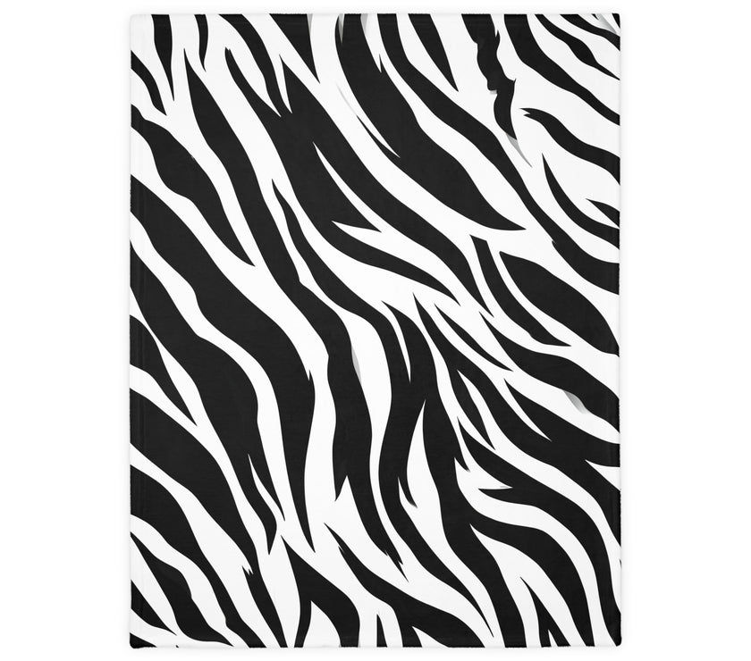Velveteen Microfiber Blanket (Two-sided print) - Black and White Zebra Stripes, Cozy Throw for Home Decor, Animal Lover Gift, Safari Chic