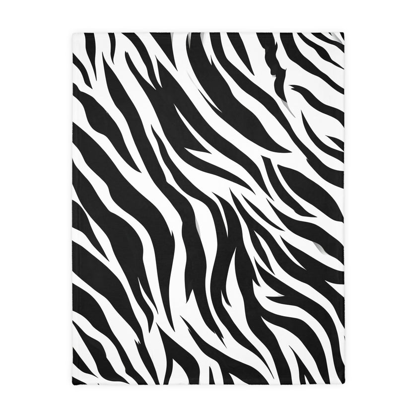 Velveteen Microfiber Blanket (Two-sided print) - Black and White Zebra Stripes, Cozy Throw for Home Decor, Animal Lover Gift, Safari Chic