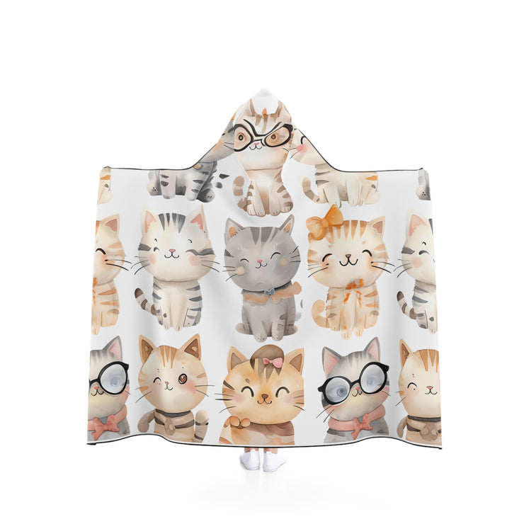 Cute Cat Hooded Blanket, Cozy Cat Wrap for Cat Lovers, Perfect Gift for Kids & Adults, Great for Sleepovers or Relaxing