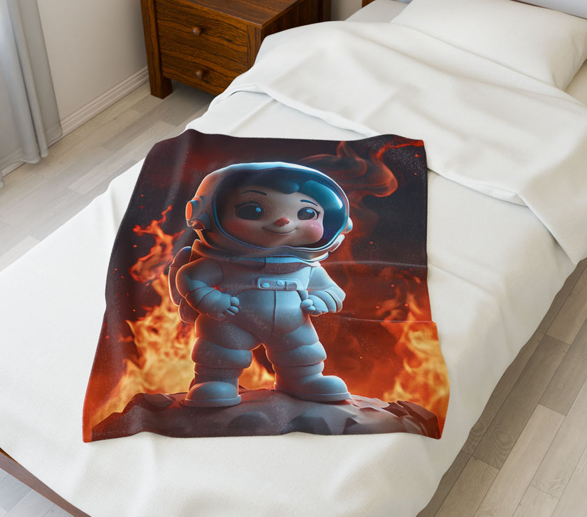 Kids Spaceman Blanket, Cartoon Character Plush Throw, Children's Outer Space Bedding, Galaxy Theme Bedroom Decor, Gift for Boys and Girls,