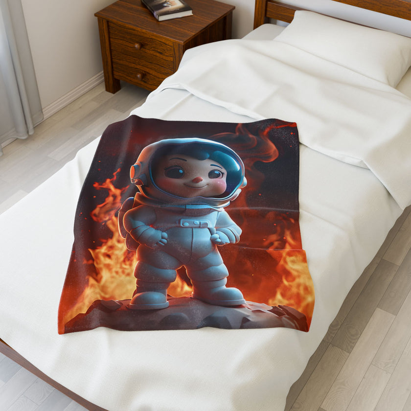 Kids Spaceman Blanket, Cartoon Character Plush Throw, Children's Outer Space Bedding, Galaxy Theme Bedroom Decor, Gift for Boys and Girls,