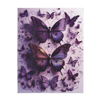 Purple Butterfly Blanket - Ultra Soft Velveteen Microfiber Throw, Reversible Print, Cozy Bedding, Home Decor, Gift for Her, Butterfly Lover,
