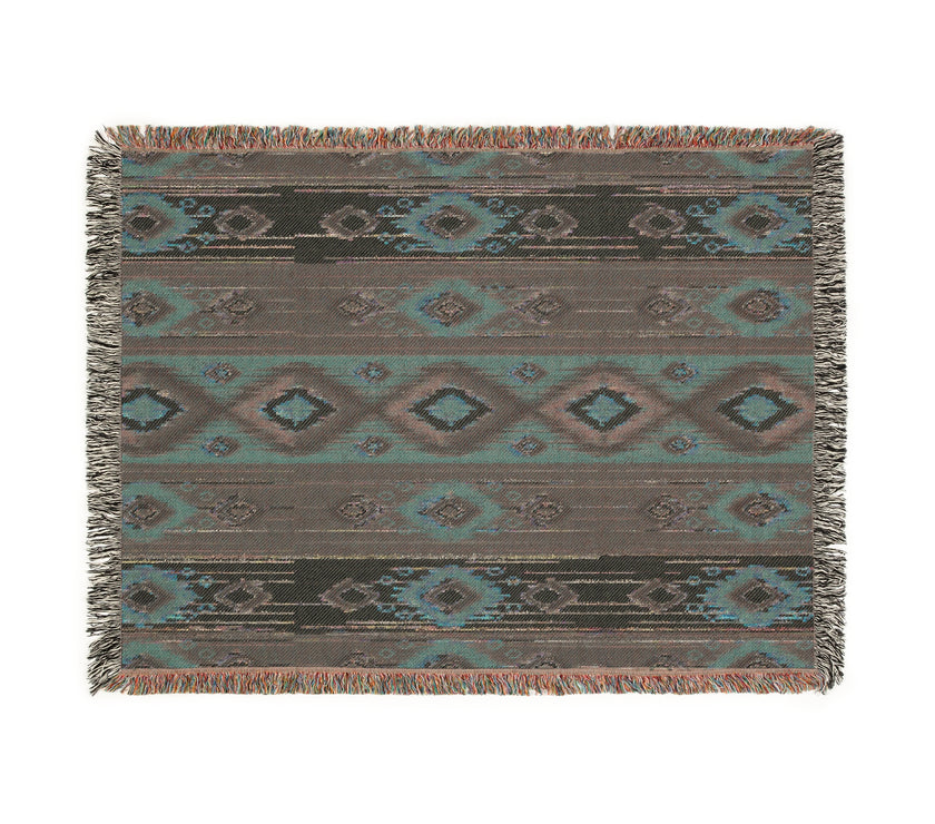 Ikat Pattern Woven Blanket for Cozy Vibes | Home Decor Gift, Tribal Throw, Bohemian Blanket, Picnic Blanket, Stylish Warmth