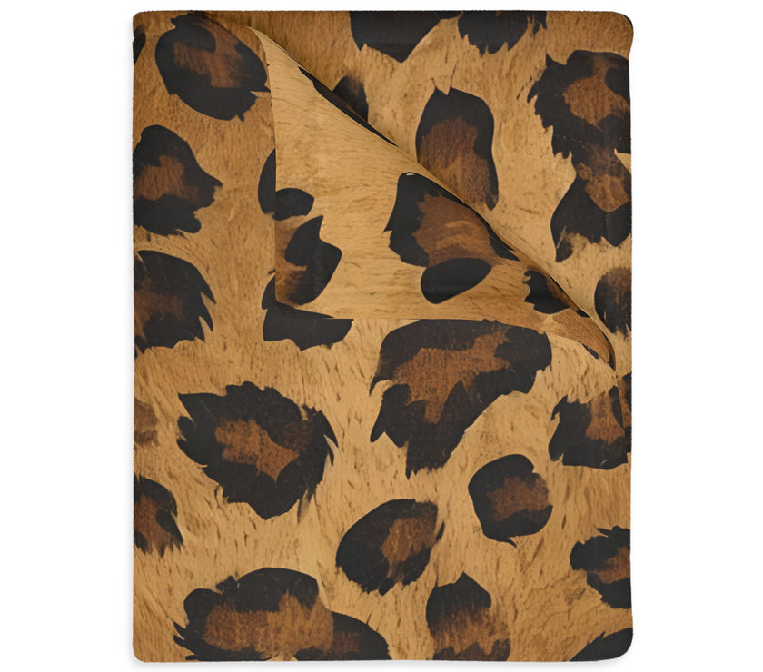 Leopard Print Velveteen Microfiber Blanket (Two-sided print)
