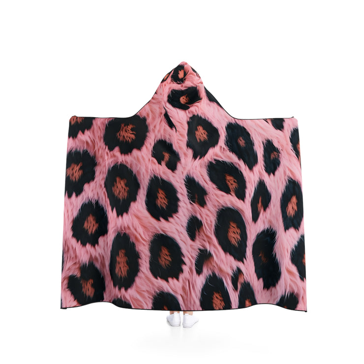 Cozy Pink Leopard Hooded Blanket, Plush Throw, Animal Print Snuggle Blanket, Gift for Her, Home Decor, Fall/Winter Essentials
