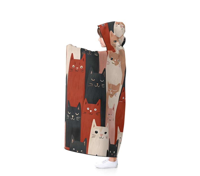 Cozy Cat Hooded Blanket, Perfect for Cat Lovers, Chill & Relax, Gift for Birthdays, Comforting Home Decor, Blanket Hoodie