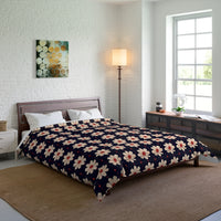 Retro Floral Comforter, Cozy Bedspread, Bohemian Bedding, Spring Decor, Flower Power Duvet, Home Sweet Home Quilt