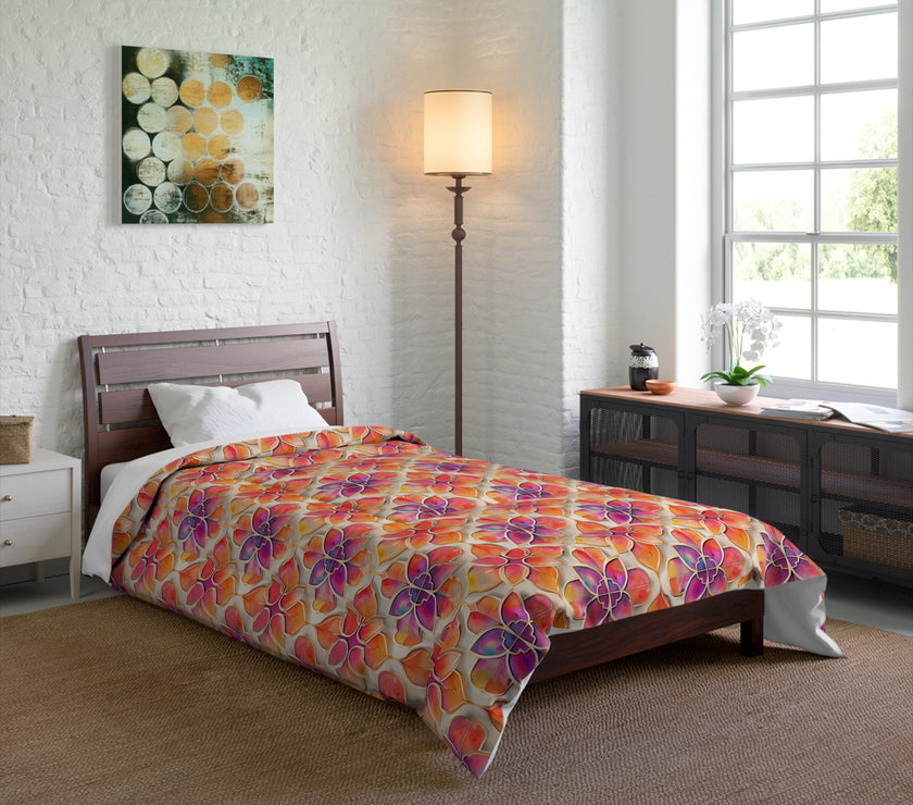Vibrant Floral Comforter, Boho Bedspread for Cozy Spaces, Perfect for Spring Decor, Unique Bedding for All Seasons, Great Gift Idea