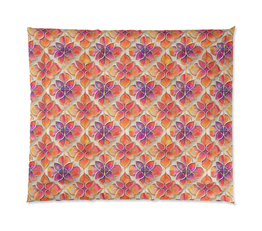Vibrant Floral Comforter, Boho Bedspread for Cozy Spaces, Perfect for Spring Decor, Unique Bedding for All Seasons, Great Gift Idea
