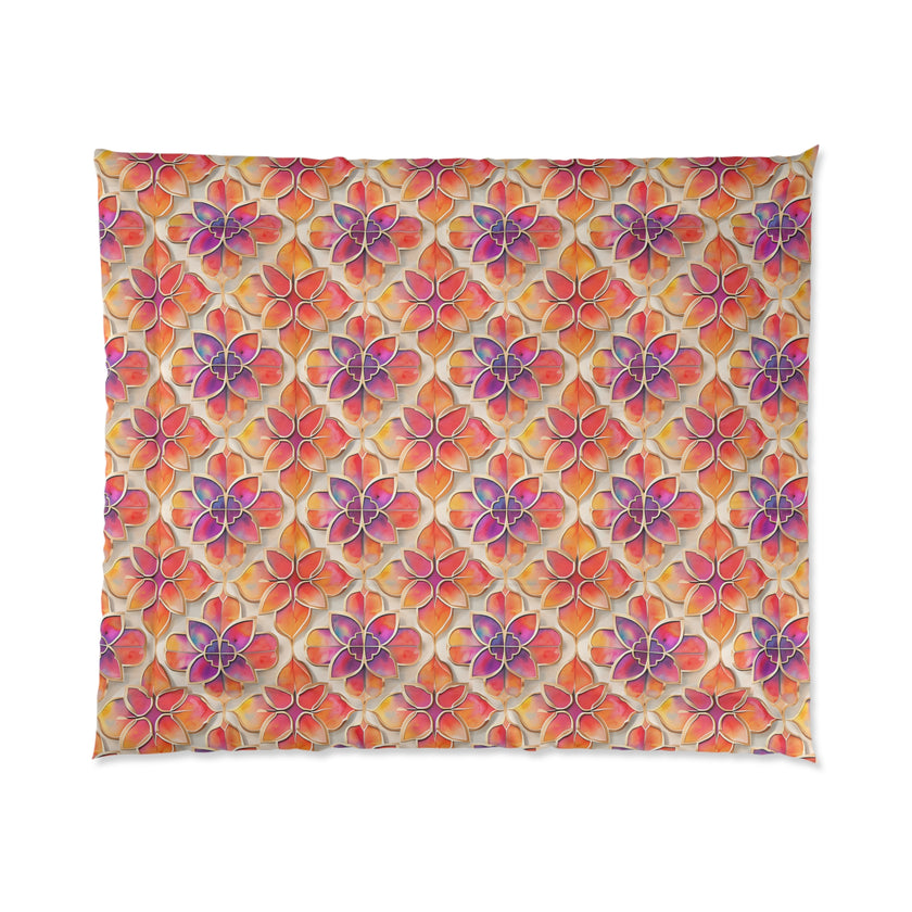 Vibrant Floral Comforter, Boho Bedspread for Cozy Spaces, Perfect for Spring Decor, Unique Bedding for All Seasons, Great Gift Idea