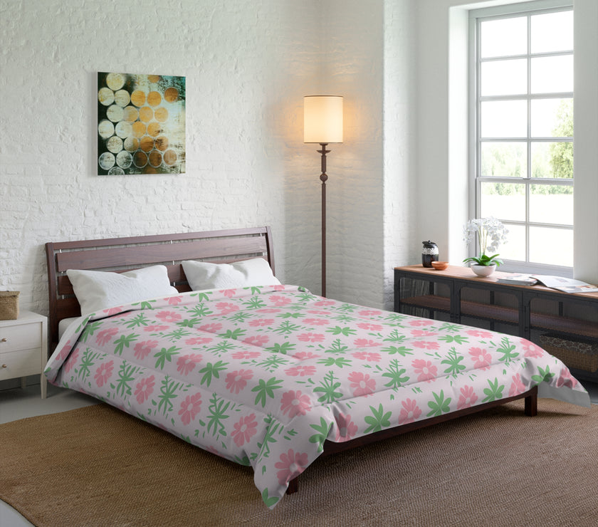 Floral Comforter, Cozy Floral Bedding, Springtime Bedspread, Flower Pattern Comforter Set, Boho Home Decor, Dorm Room Essentials