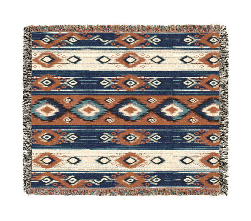 Ikat Pattern Woven Blanket for Cozy Vibes | Home Decor Gift, Tribal Throw, Bohemian Blanket, Picnic Blanket, Stylish Warmth