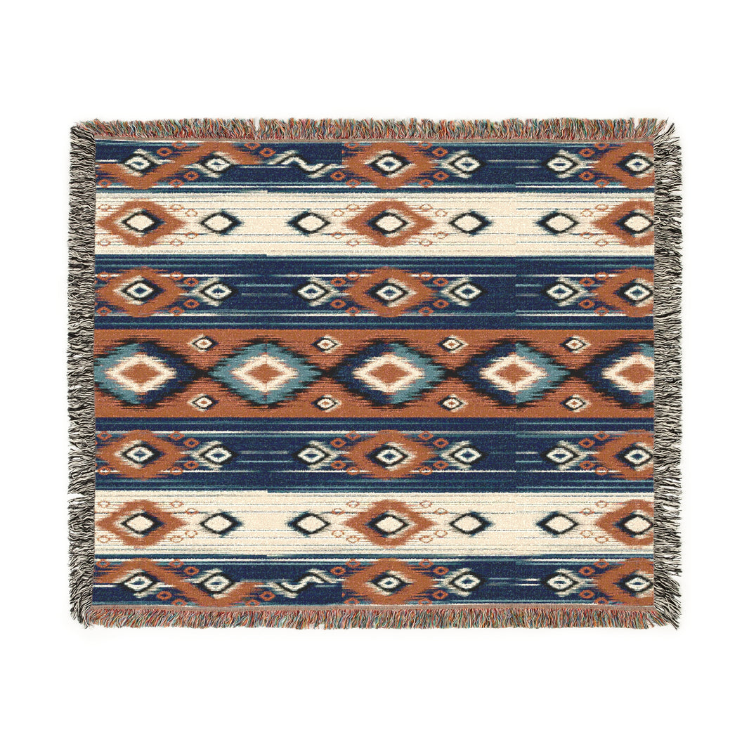 Ikat Pattern Woven Blanket for Cozy Vibes | Home Decor Gift, Tribal Throw, Bohemian Blanket, Picnic Blanket, Stylish Warmth