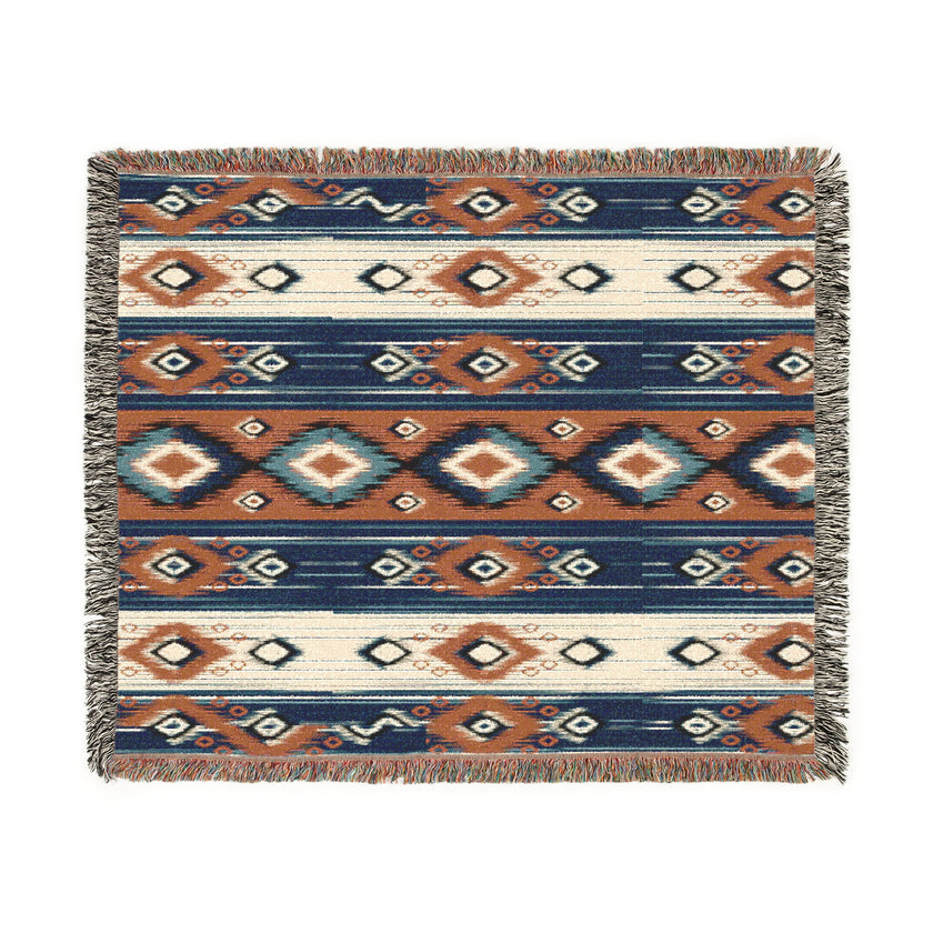 Ikat Pattern Woven Blanket for Cozy Vibes | Home Decor Gift, Tribal Throw, Bohemian Blanket, Picnic Blanket, Stylish Warmth