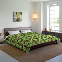Vibrant Floral Comforter - Boho Bedding, Green Patterned Blanket, Cozy Home Decor, Gift for Nature Lovers, Spring Bedroom