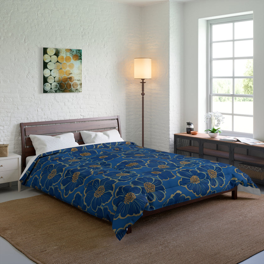 Elegant Floral Comforter - Cozy Home Décor, Boho Bedding, Spring Décor, Gift for Her, Flower Print Comforter