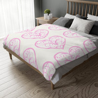Blanket, soft, cozy, pink heart design, gift for her, home decor, Valentine's Day gift, dorm essential