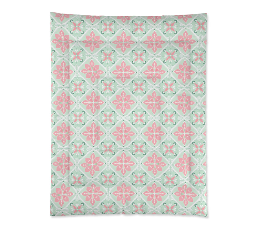 Pastel Floral Comforter - Cozy Bedding for Spring, Bedroom Decor, Gift for Mother's Day, Boho Style, Home Decor