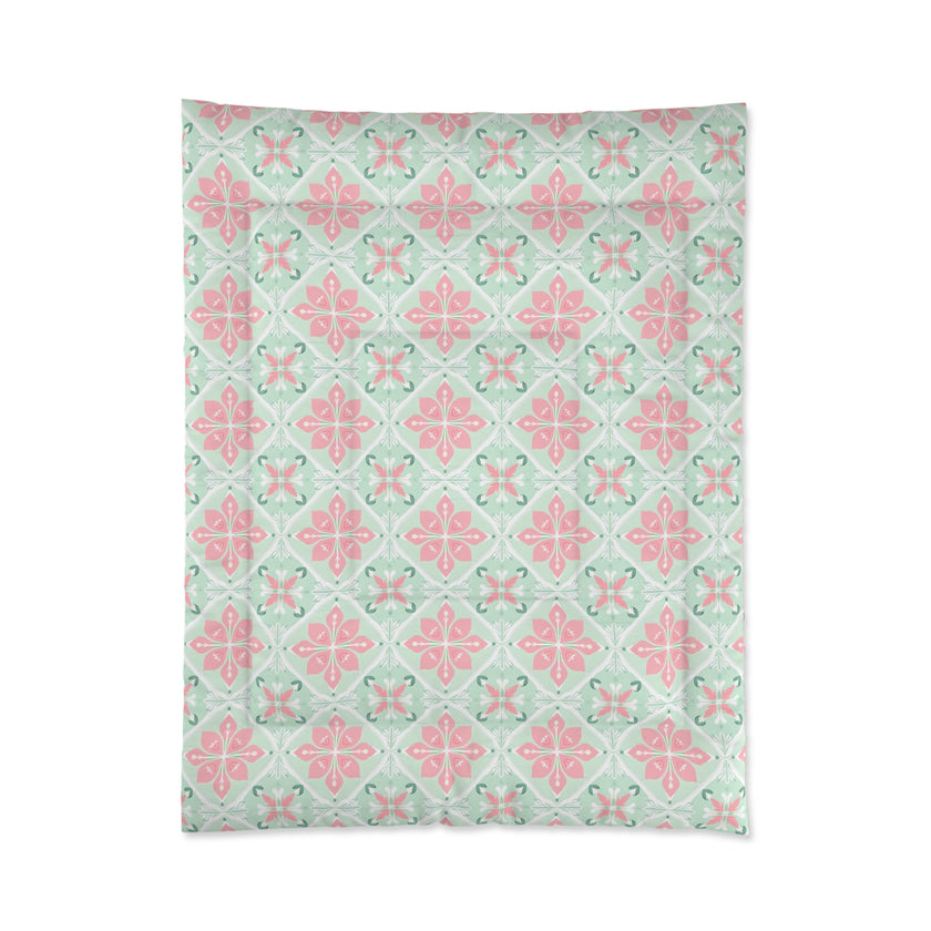 Pastel Floral Comforter - Cozy Bedding for Spring, Bedroom Decor, Gift for Mother's Day, Boho Style, Home Decor