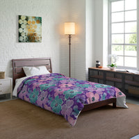 Floral Oasis Comforter, Botanical Bedspread, Cozy Bedroom Decor, Flower Pattern Quilt, Ideal for Spring Celebrations