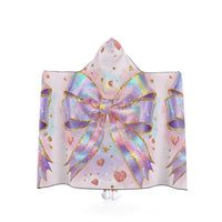 Pastel Bow Hooded Blanket, Cozy Gift, Birthday Present, Winter Comfort, Cute Home Decor, Fun for Kids