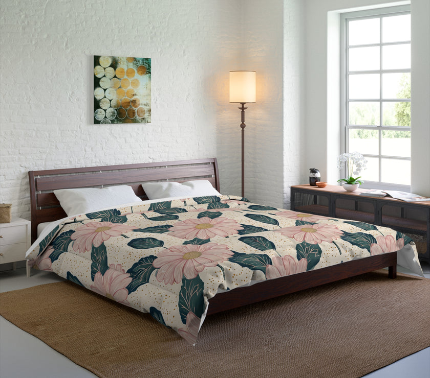 Botanical Floral Comforter - Cozy Bedding for a Relaxing Bedroom Retreat, Perfect for Spring Decor, Housewarming Gift, Boho Style, Floral