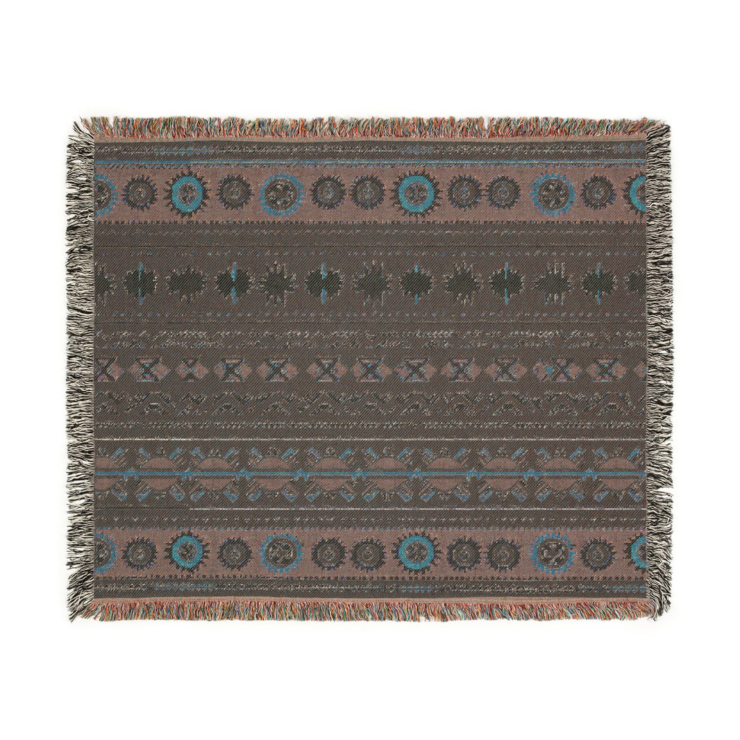 Green Yellow Pink  Woven Blanket - Colorful Designs