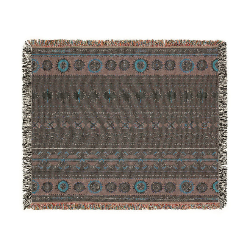 Green Yellow Pink  Woven Blanket - Colorful Designs