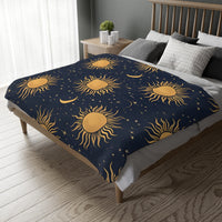Sun Moon Stars Velveteen Microfiber Blanket (Two-sided print)
