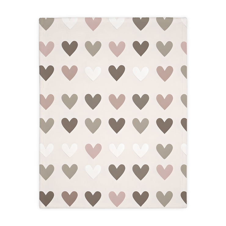 Pink Hearts Velveteen Microfiber Blanket (Two-sided print)