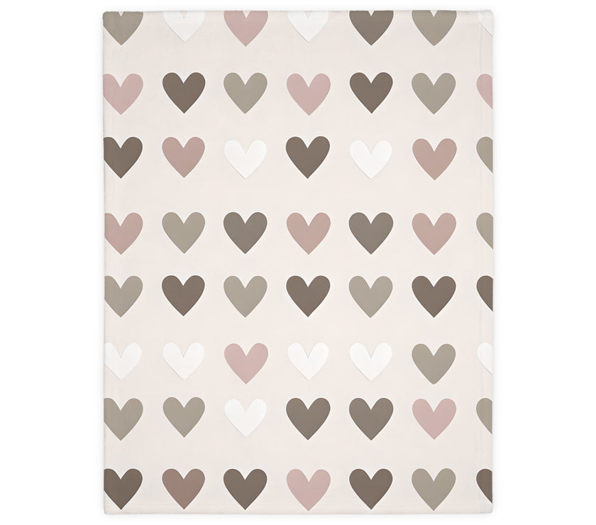Pink Hearts Velveteen Microfiber Blanket (Two-sided print)