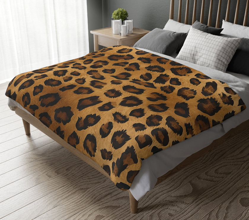 Leopard Print Velveteen Microfiber Blanket (Two-sided print)