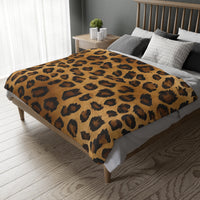 Leopard Print Velveteen Microfiber Blanket (Two-sided print)