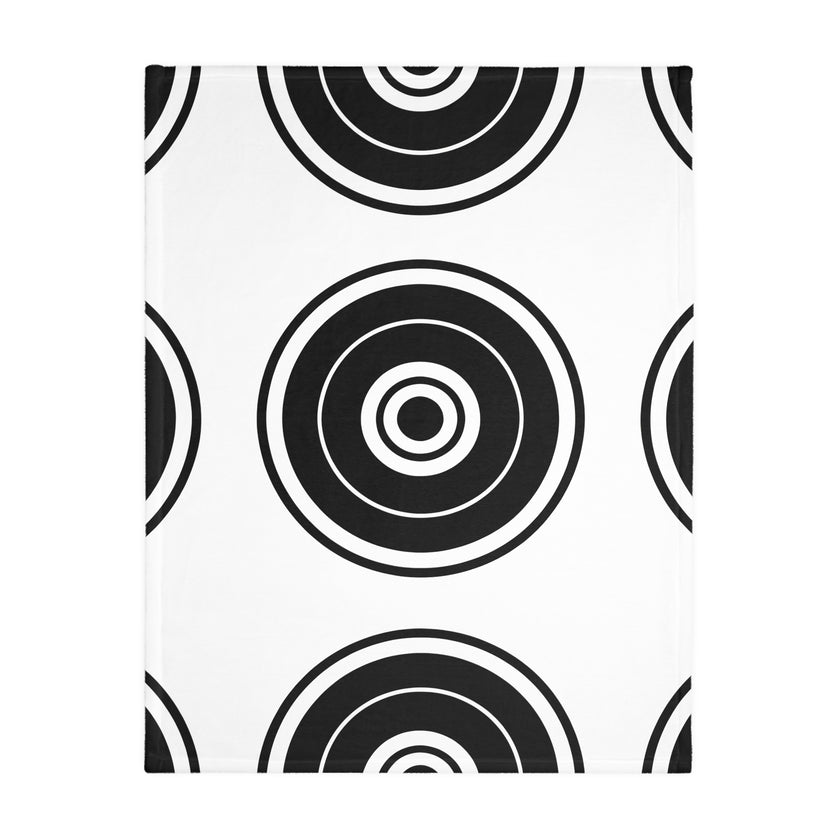 Black and white Circle Pattern Velveteen Microfiber Blanket (Two-sided print)