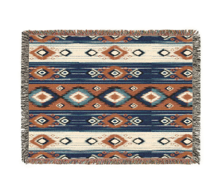 Ikat Pattern Woven Blanket for Cozy Vibes | Home Decor Gift, Tribal Throw, Bohemian Blanket, Picnic Blanket, Stylish Warmth