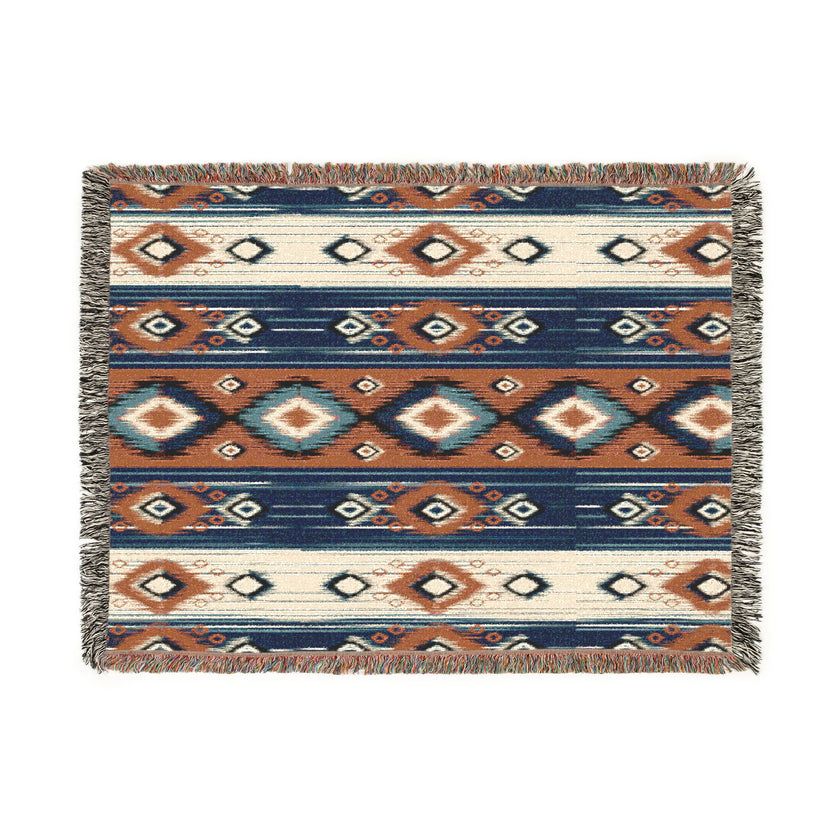 Ikat Pattern Woven Blanket for Cozy Vibes | Home Decor Gift, Tribal Throw, Bohemian Blanket, Picnic Blanket, Stylish Warmth