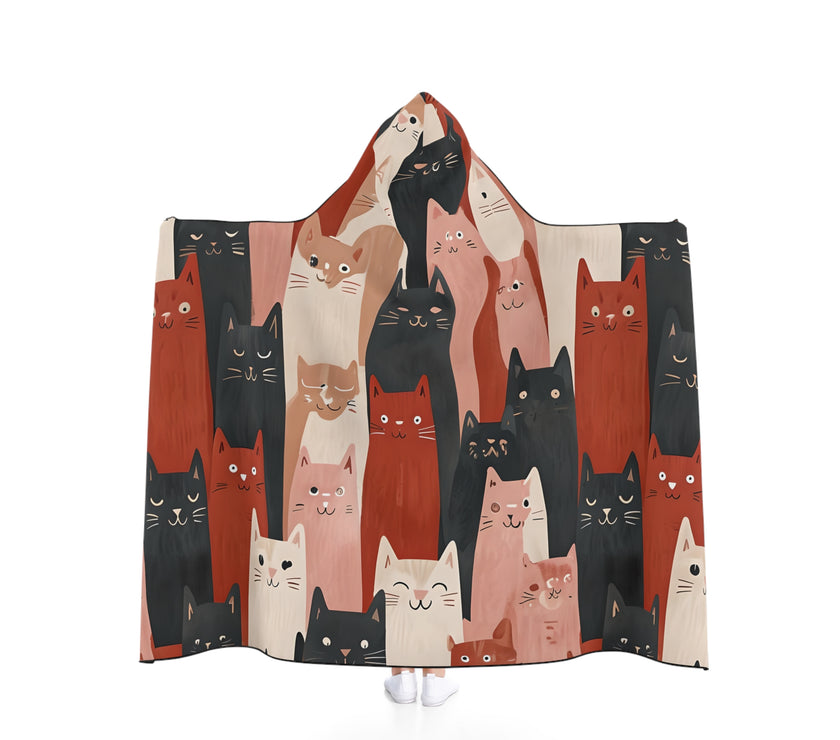 Cozy Cat Hooded Blanket, Perfect for Cat Lovers, Chill & Relax, Gift for Birthdays, Comforting Home Decor, Blanket Hoodie