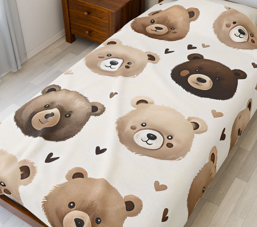 Teddy Bear Kids Blanket, Nursery Decor, Baby Shower Gift, Cozy Child Throw, Soft Toddler Bedding, Warm Lap Cover