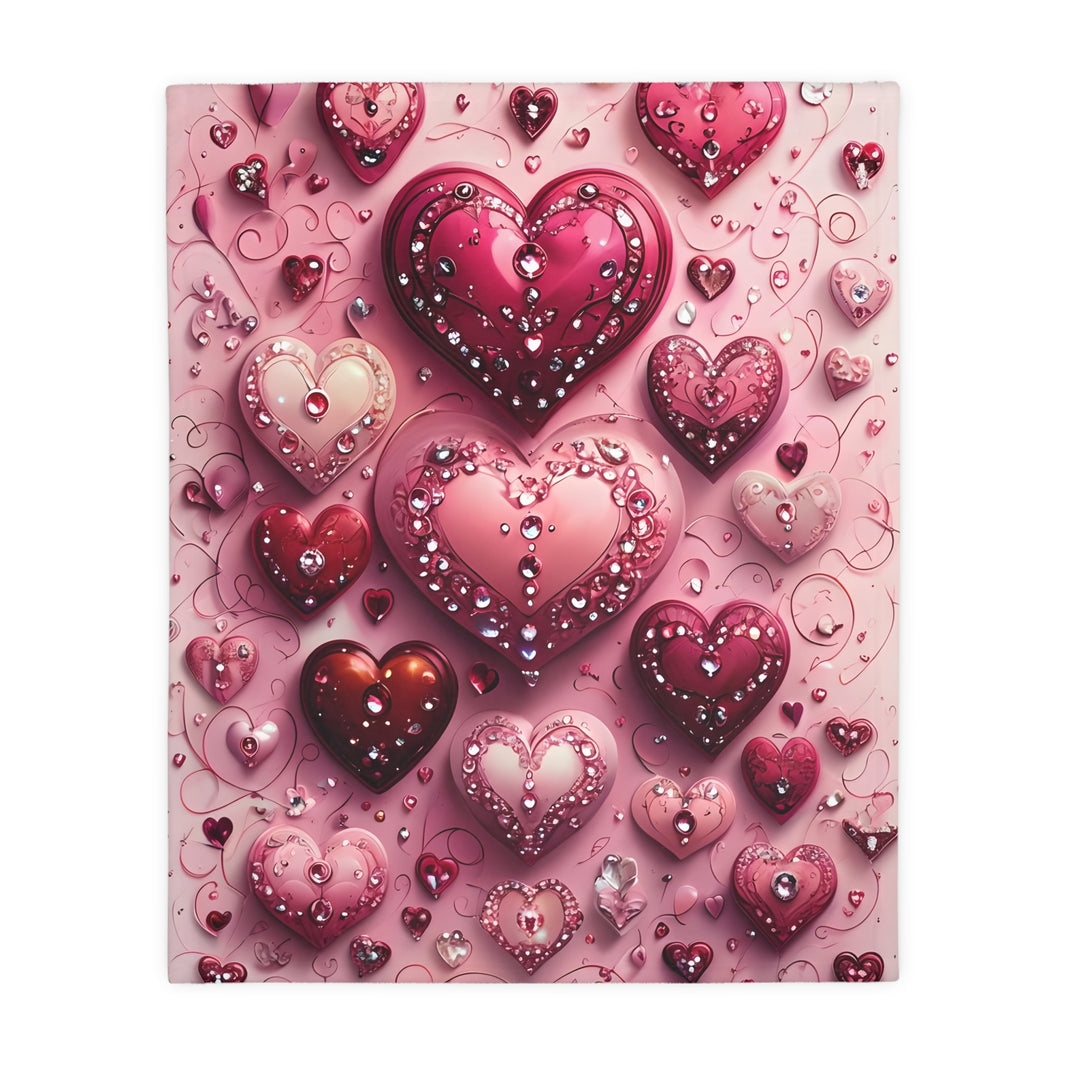 Pink Hearts Velveteen Microfiber Blanket (Two-sided print) Pink Velveteen Microfiber Blanket, Love Blanket