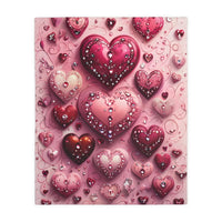 Pink Hearts Velveteen Microfiber Blanket (Two-sided print) Pink Velveteen Microfiber Blanket, Love Blanket