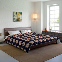Retro Floral Comforter, Cozy Bedspread, Bohemian Bedding, Spring Decor, Flower Power Duvet, Home Sweet Home Quilt