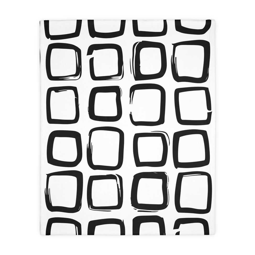Black and White Square Velveteen Microfiber Blanket (Two-sided print)