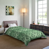 Elegant Floral Green Comforter, Cozy Bedding for Home Decor, Romantic Bedroom Set, Stylish Bed Cover, Gift for Housewarming