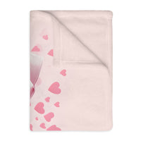 Pink Bow . Pink Heart Velveteen Microfiber Blanket (Two-sided print)