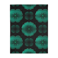 Green Jade Floral Velveteen Microfiber Blanket (Two-sided print)