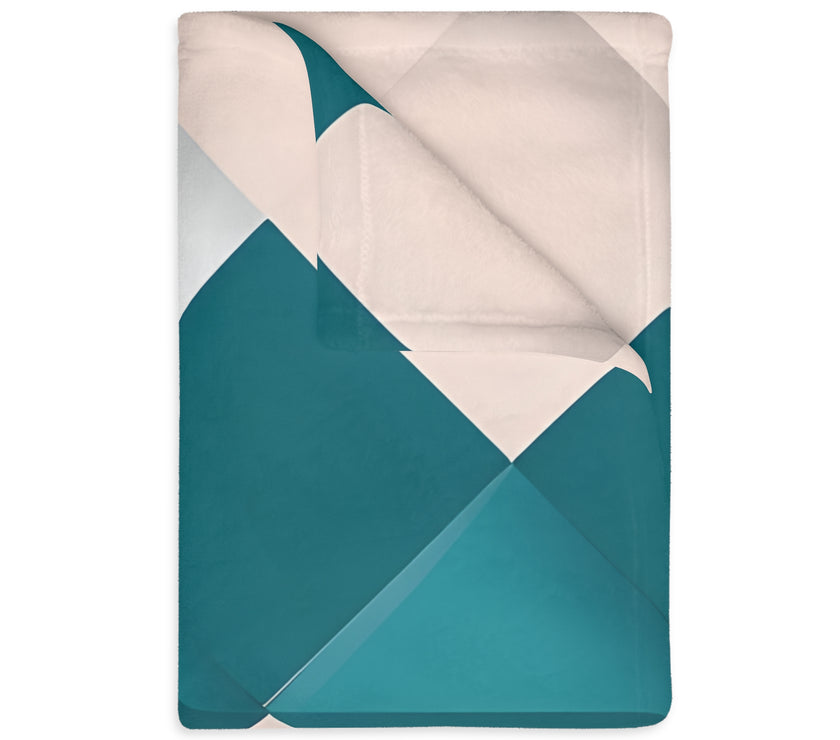 Blue and Pink Grid Velveteen Microfiber Blanket (Two-sided print)